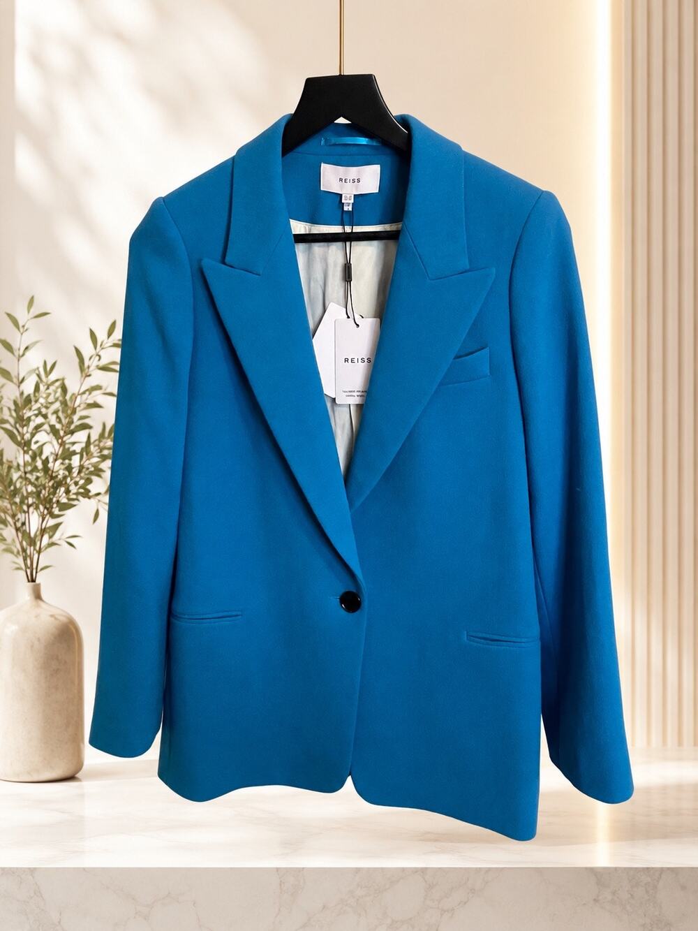 NWT: Reiss Blake Wool Blazer in Turquoise Blue